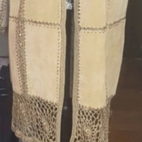 NWOT Hudson Place Leather and Lace Coat. L. - Picture 7 of 7